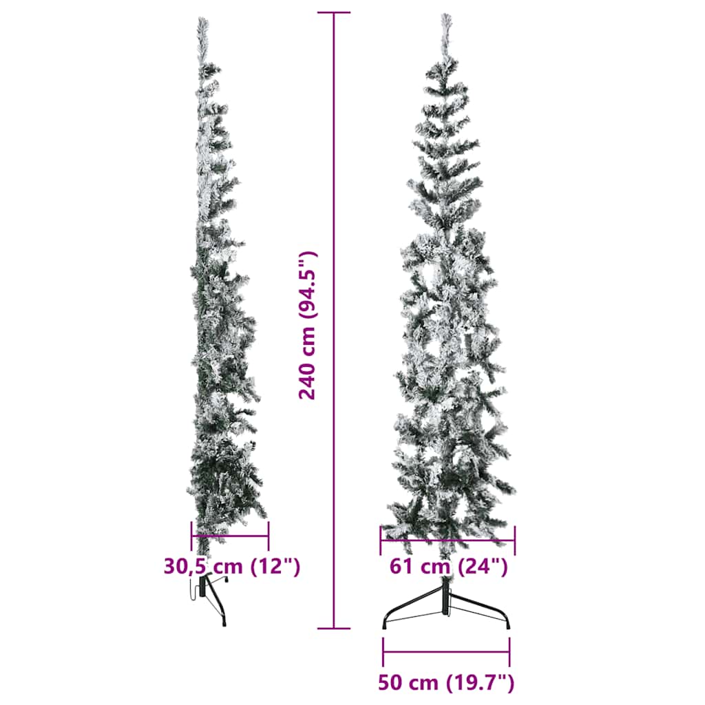 Künstlicher Halb-Weihnachtsbaum mit Ständer Schlank Weiß 180 cm