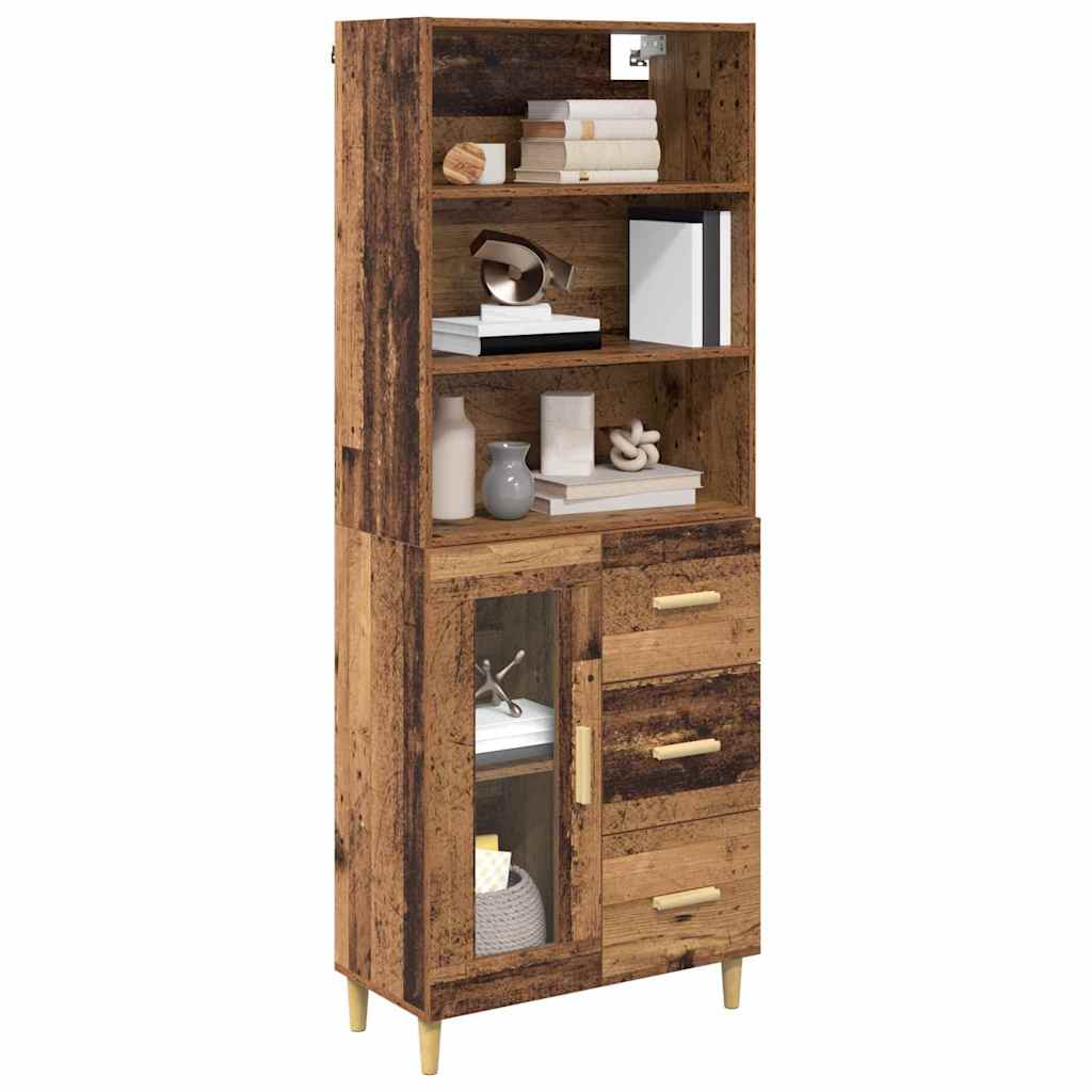 Highboard Altholz 69,5 x 32,5 x 180 cm Holzwerkstoff