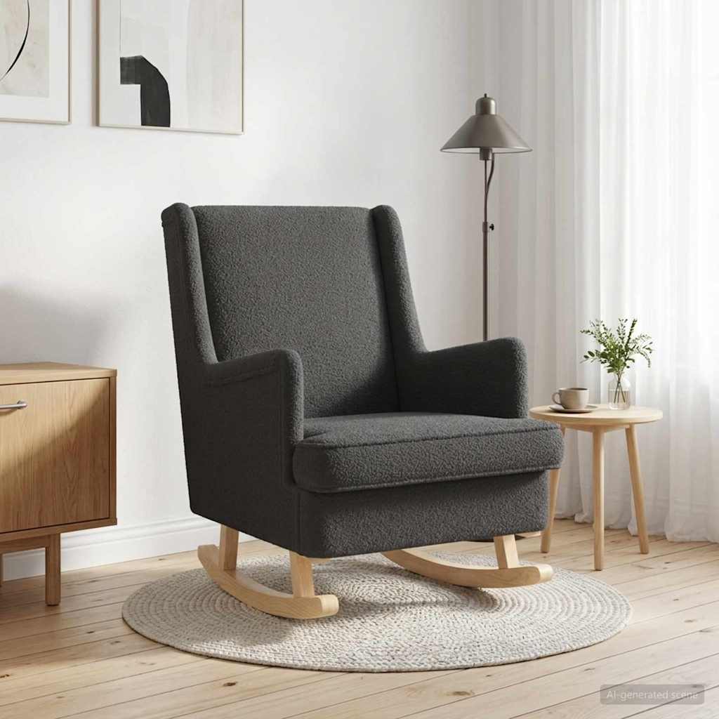 Schaukelstuhl Hellgrau 62 x 80 x 85 cm Bouclé