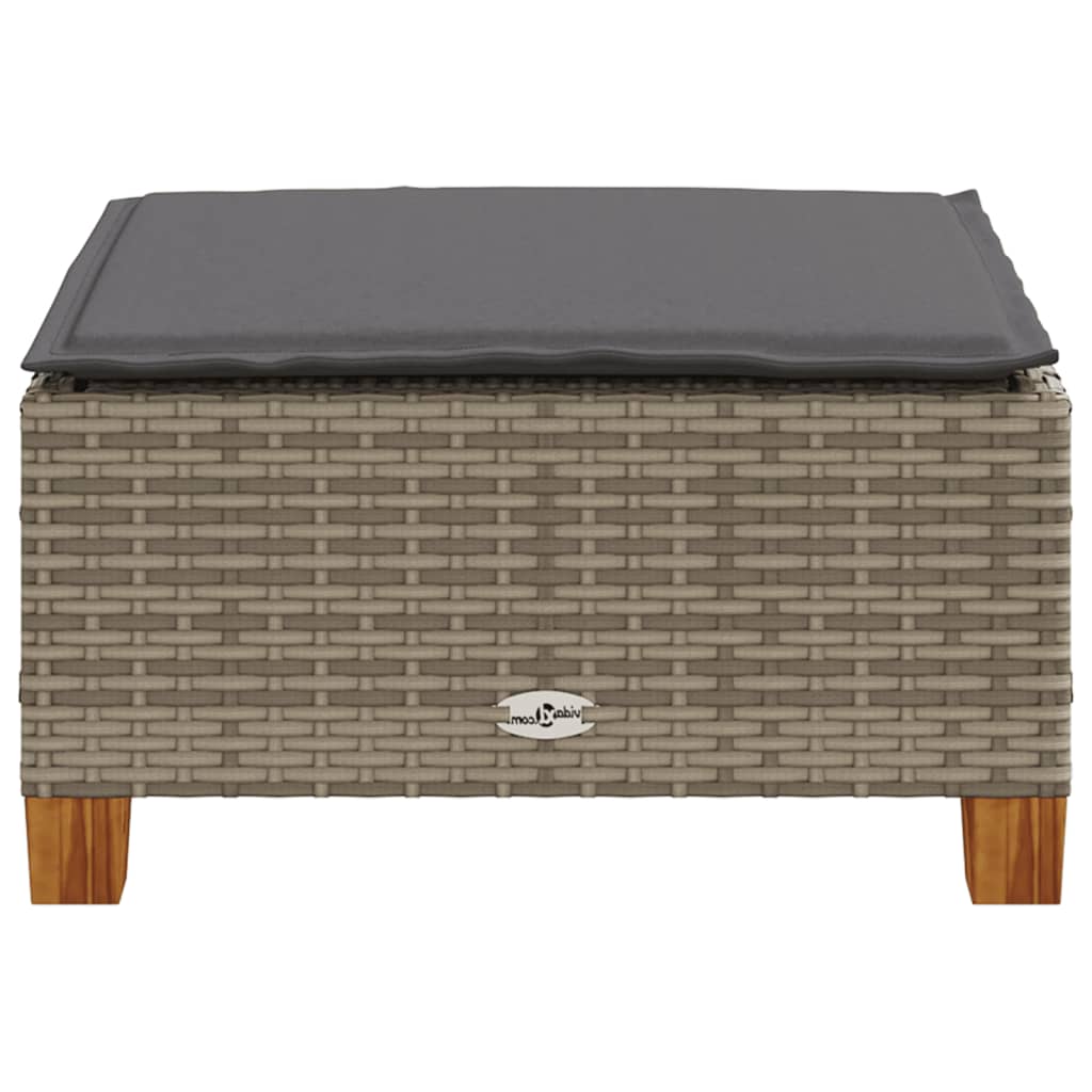 Gartenhocker mit Kissen Schwarz 63,5x56x32 cm Poly Rattan