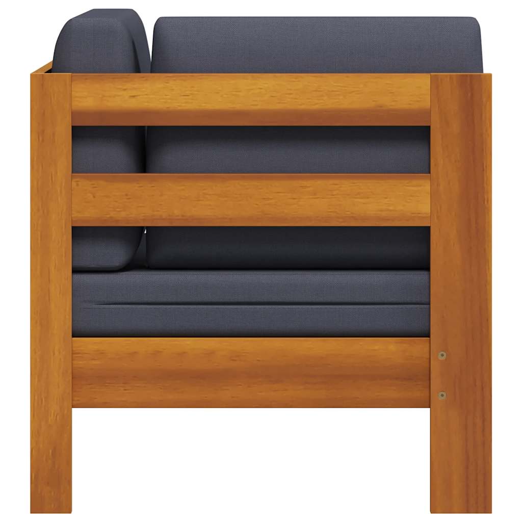 2-tlg. Garten-Lounge-Set mit Cremeweißen Kissen Akazienholz
