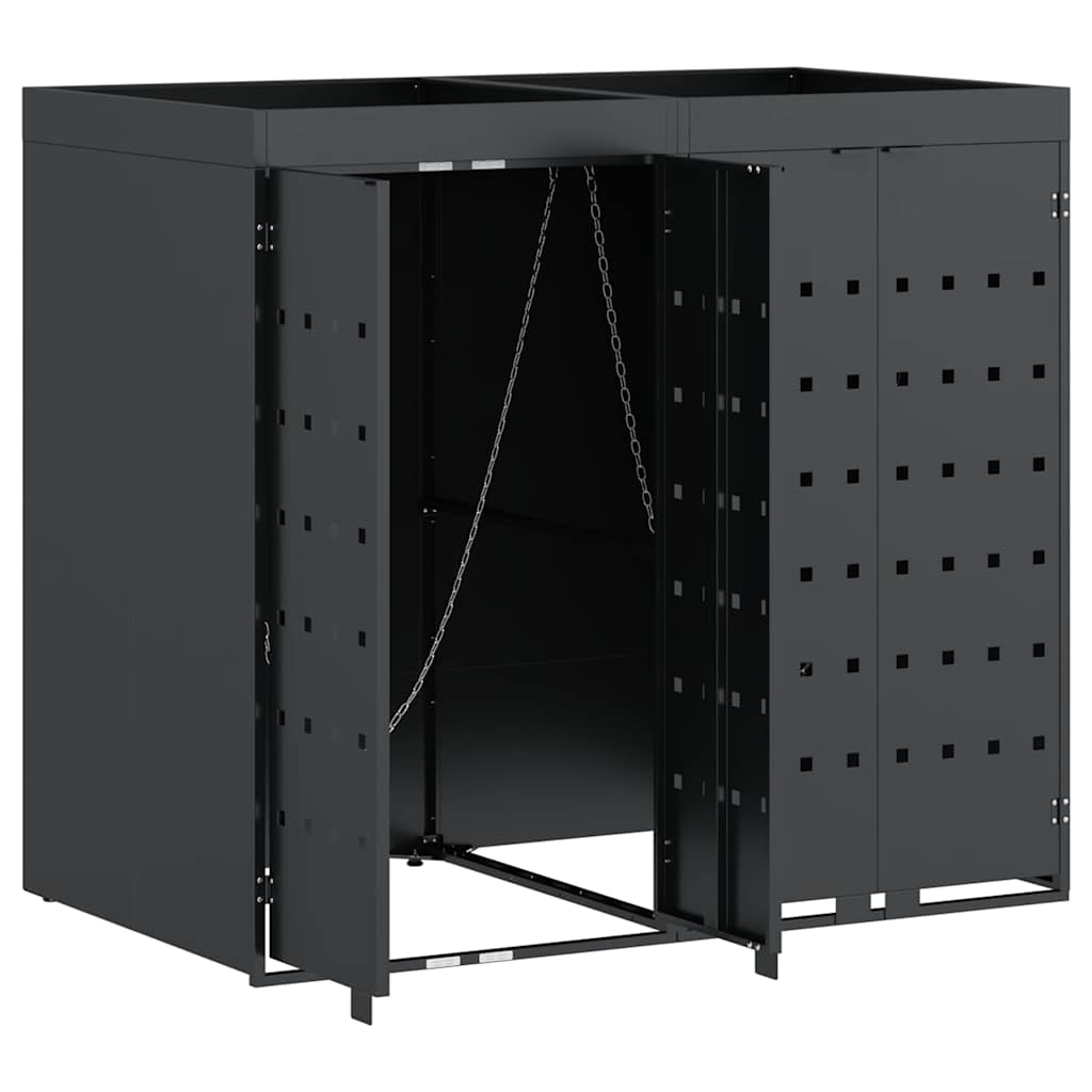 Mülltonnenbox für 2 Tonnen Schwarz 138x79x117 cm Stahl