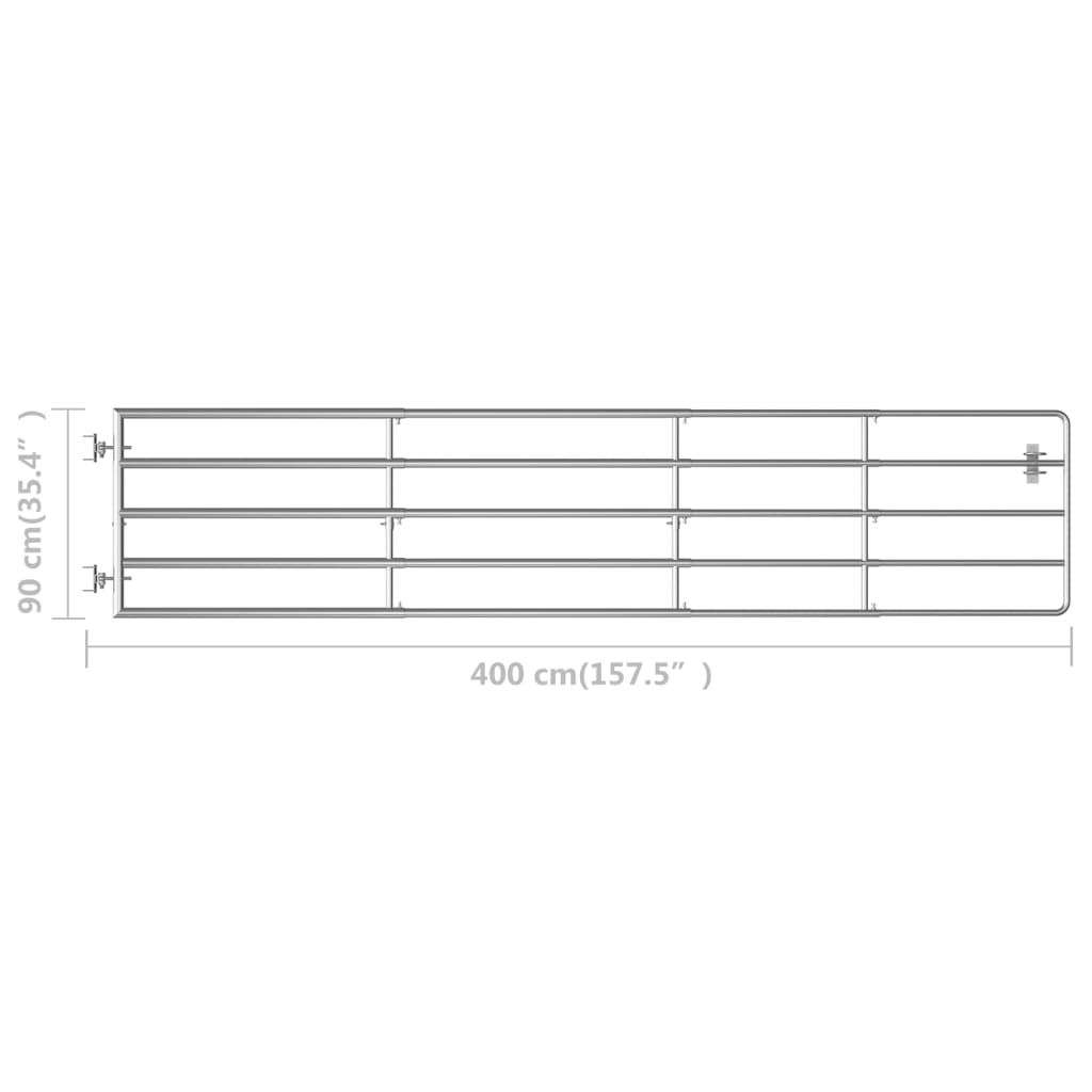 5-Rohr-Weidetor Stahl (95-170)×90 cm Silbern