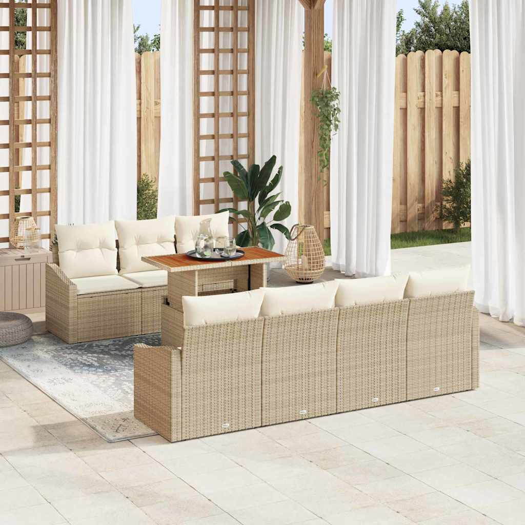 Garten Essgruppe mit Kissen 8 pcs Schwarz und Creme