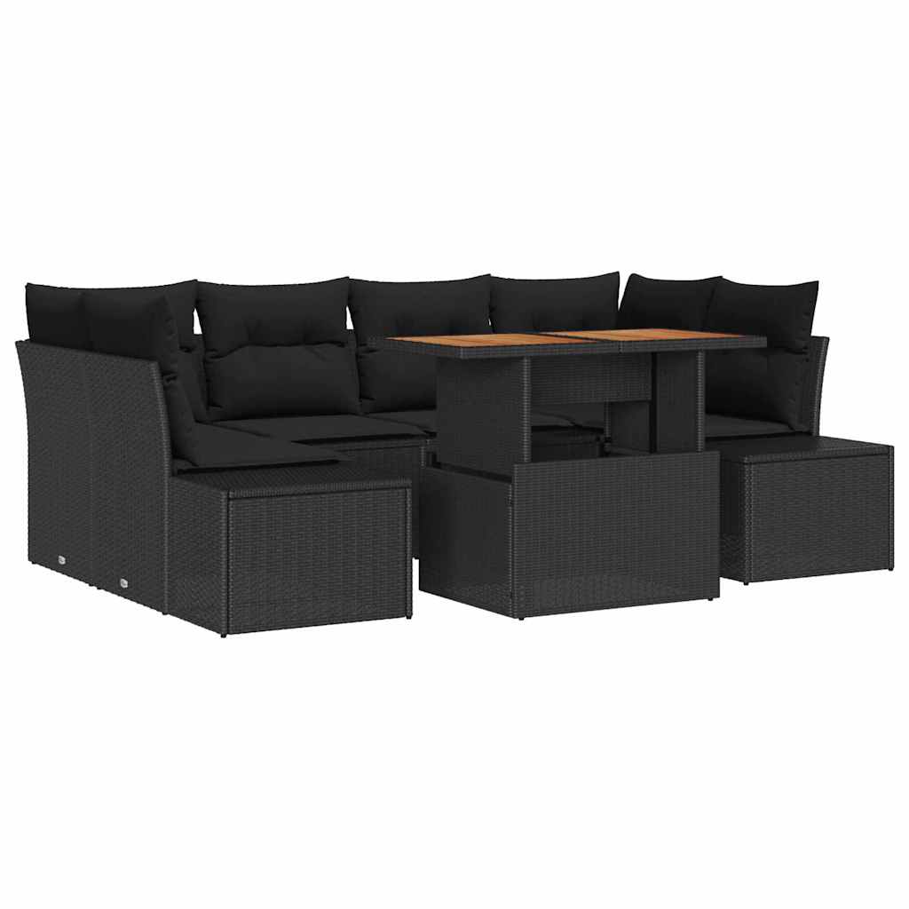 Garten Essgruppe mit Kissen 7 pcs Schwarz und Creme