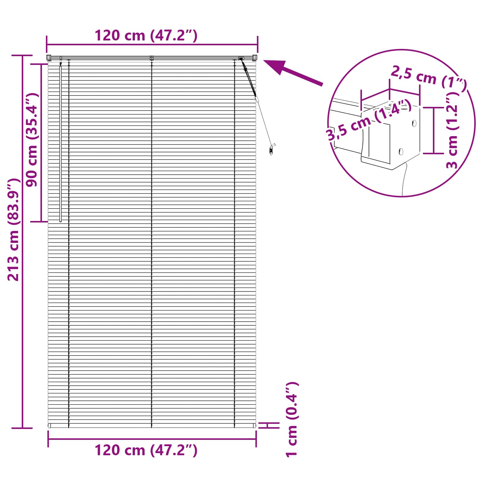 Jalousie Silber Grau 150 x 40 cm 25 mm PVC