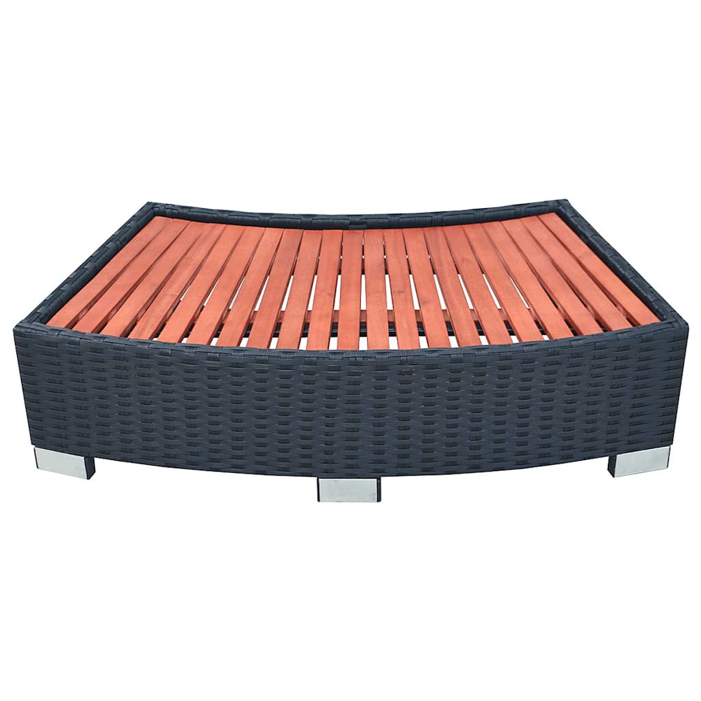 Spa-Einstiegsstufe Poly Rattan 92×45×25 cm Schwarz