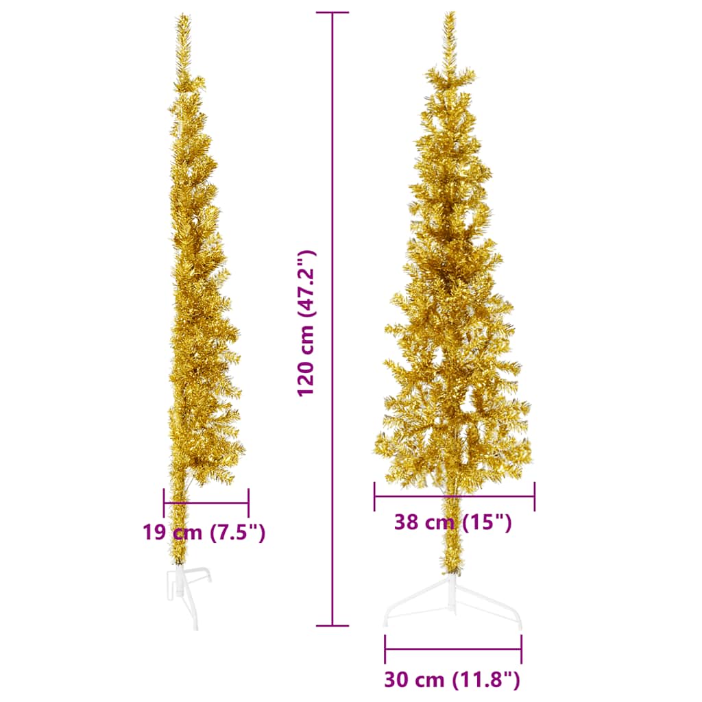 Künstlicher Halb-Weihnachtsbaum mit Ständer Schlank Weiß 180 cm