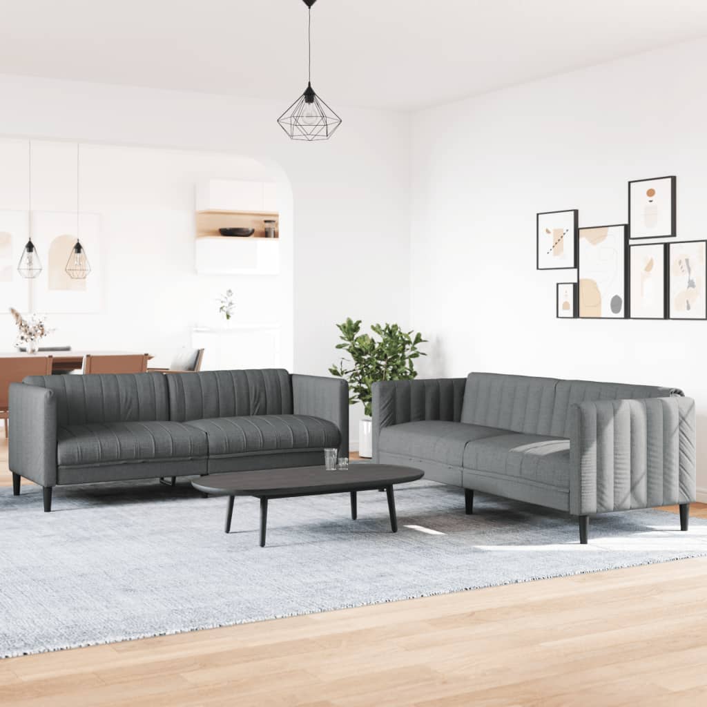 3-tlg. Sofagarnitur Hellgrau Stoff