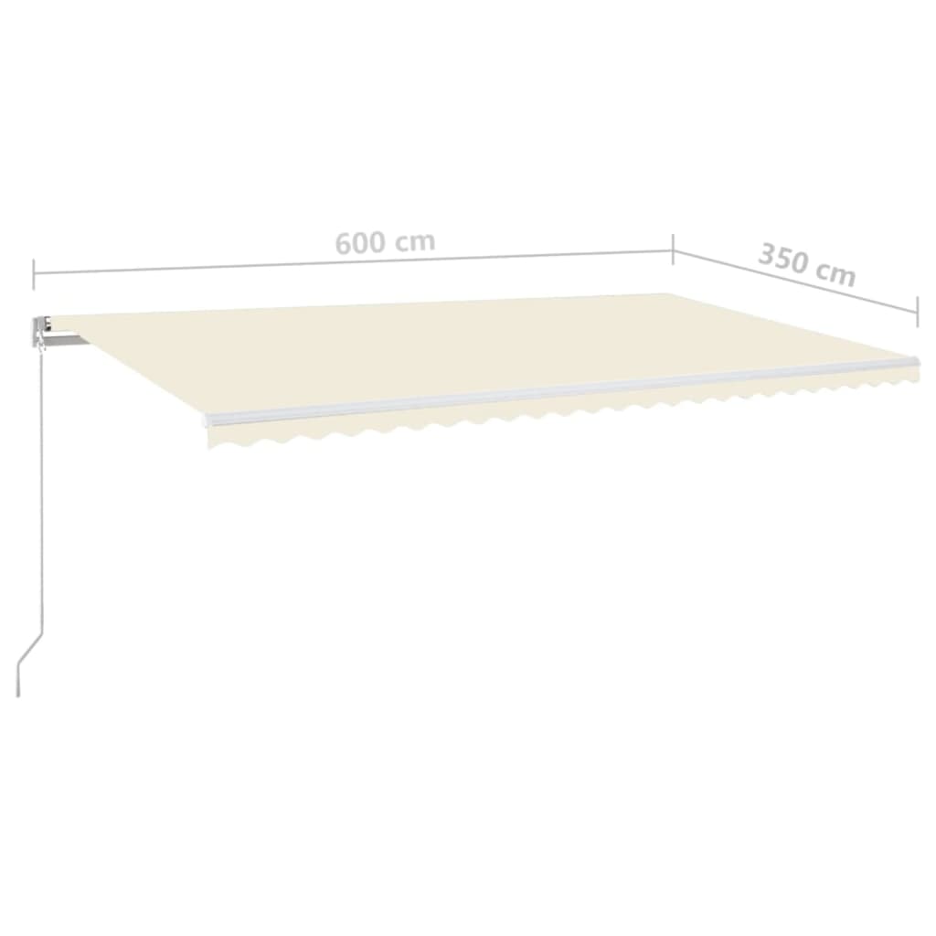 Markise Manuell Einziehbar mit LED 300x250 cm Blau und Weiß