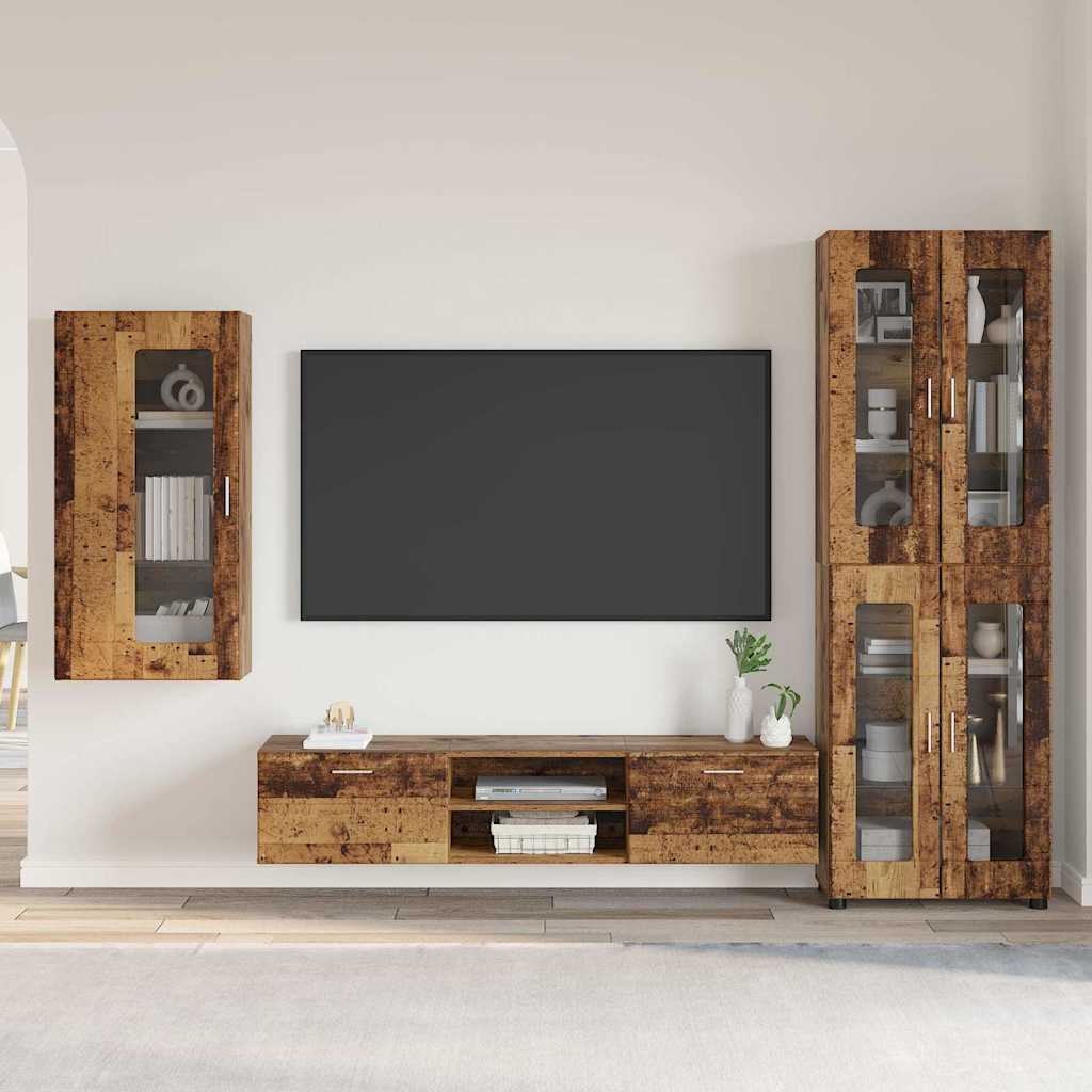 Highboard mit Regal FLORIN Weiß 60 x 35 x 182 cm Holzwerkstoff