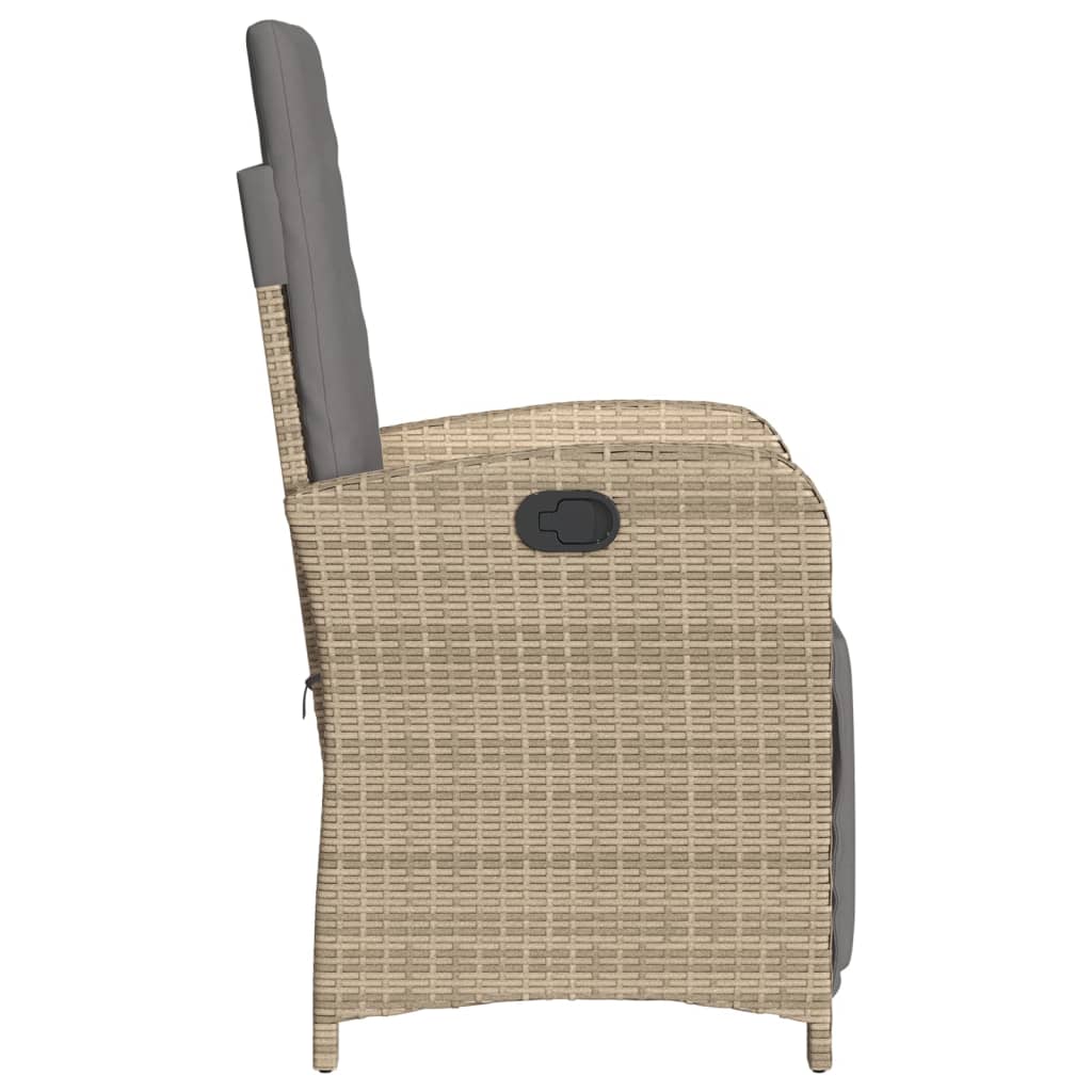 Gartensessel mit Fußteil Verstellbar Schwarz Poly Rattan