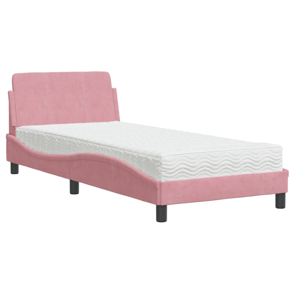 Bett mit Matratze "Dover" Hellgrau 80x200 cm Samt