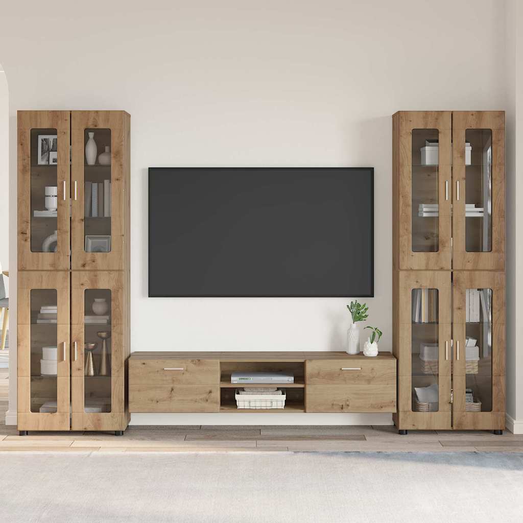 Highboard mit Regal FLORIN Weiß 60 x 35 x 182 cm Holzwerkstoff