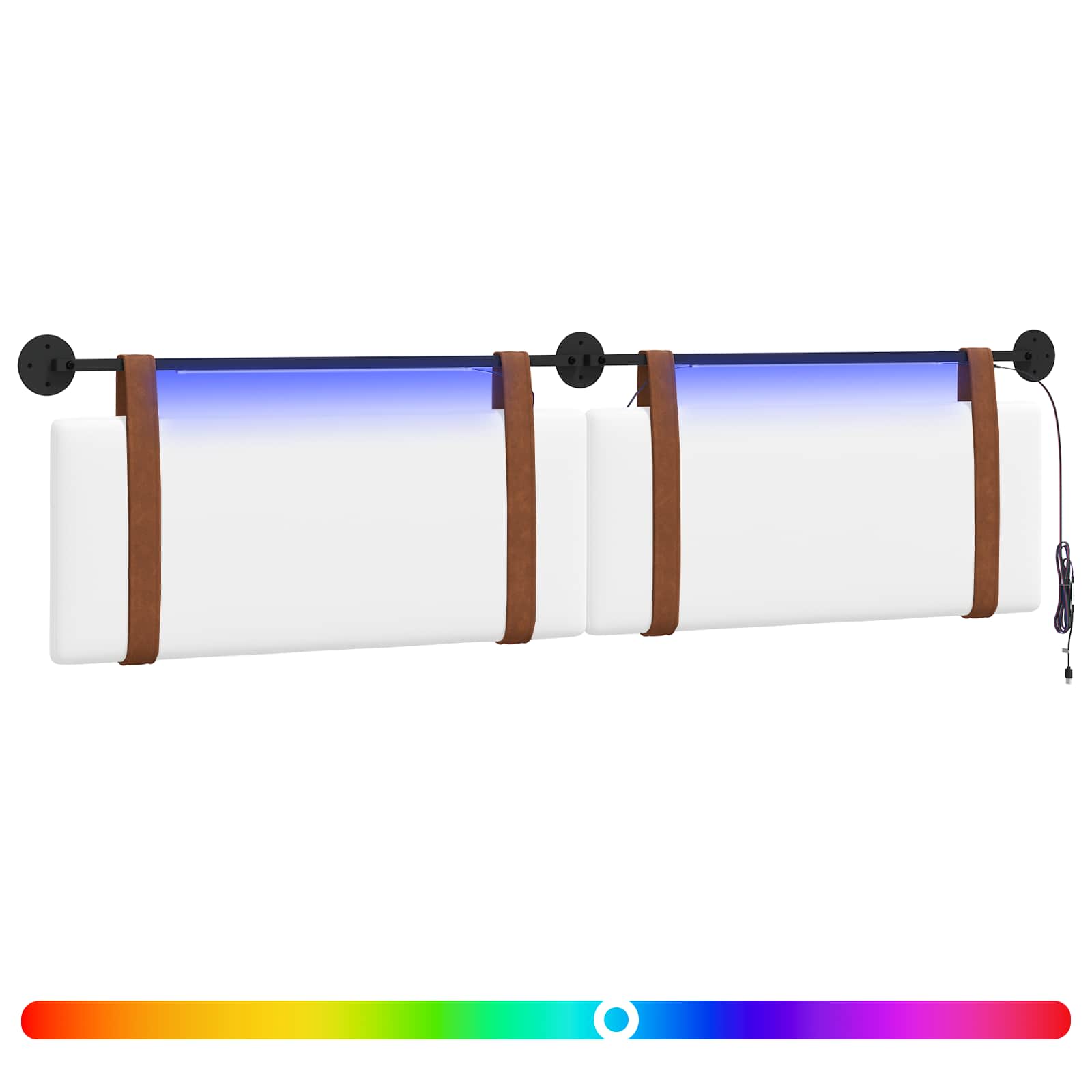 Hängendes Kopfteil Mit LED Licht Wolkengrau Antikes PU