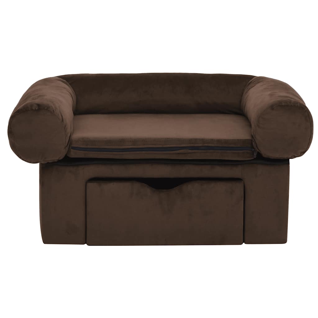 Hundesofa mit Schublade Dunkelgrau 75x50x38 cm Plüsch