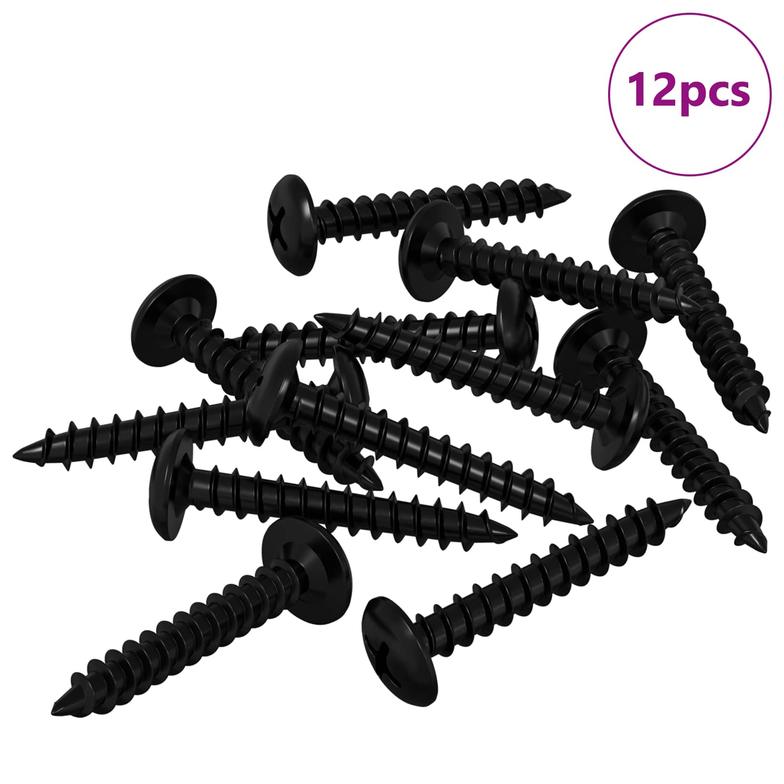 Selbstschneidender Nagel 2 pcs Schwarz 4 x 25 mm Stahl