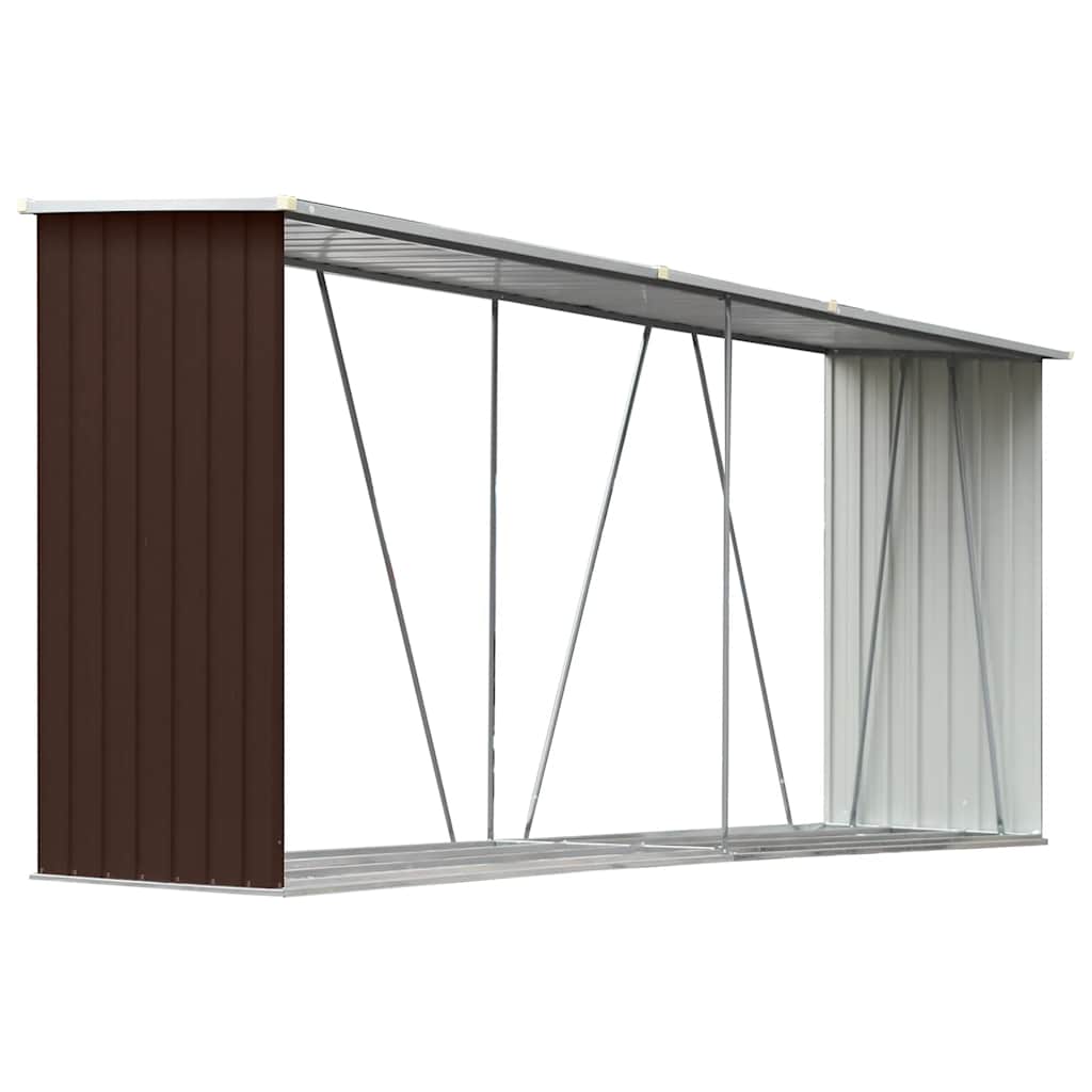 Brennholzlager aus verzinktem Stahl 330x84x152 cm Grau