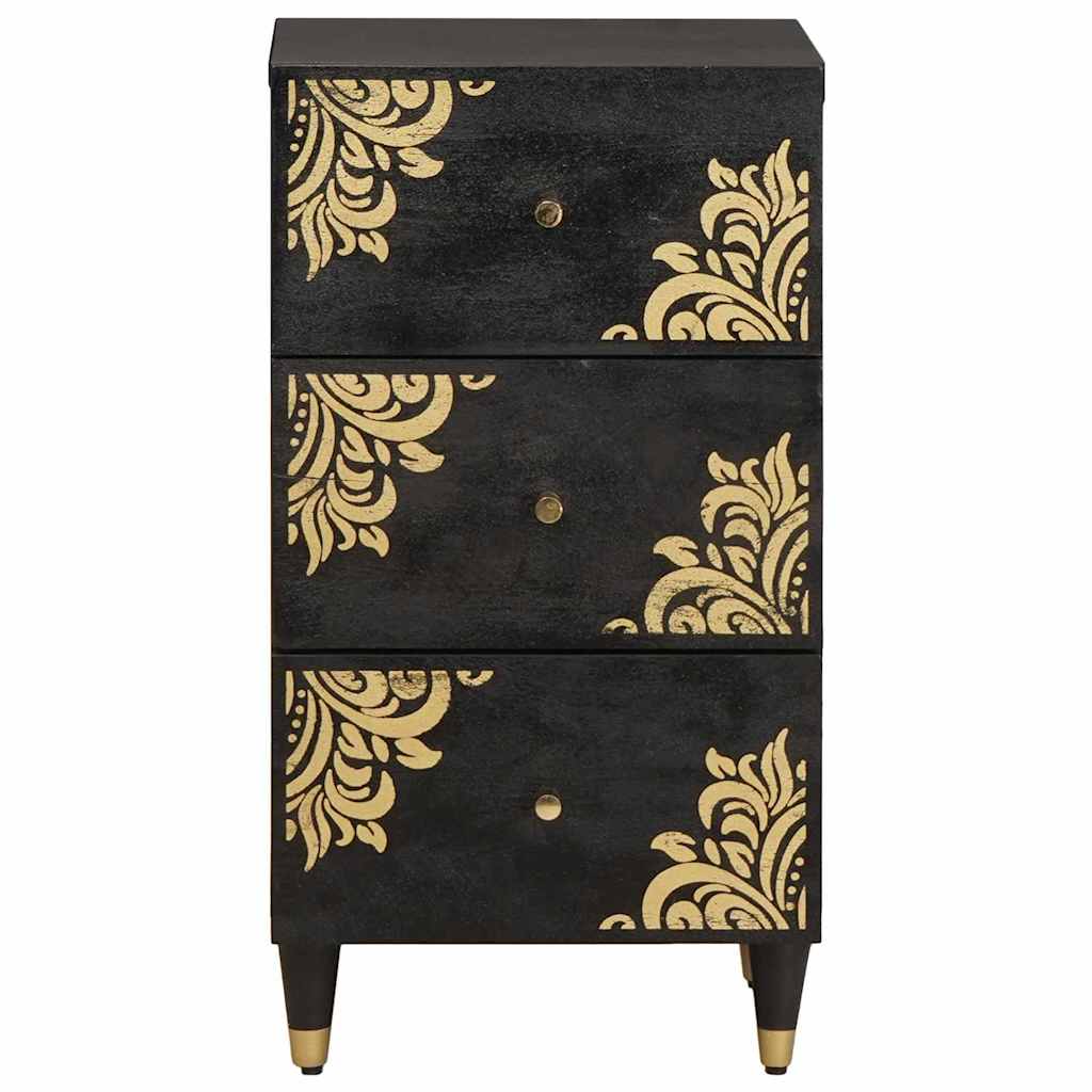 Sideboard Grau und Gold 40 x 33 x 75 cm Massivholz Mango