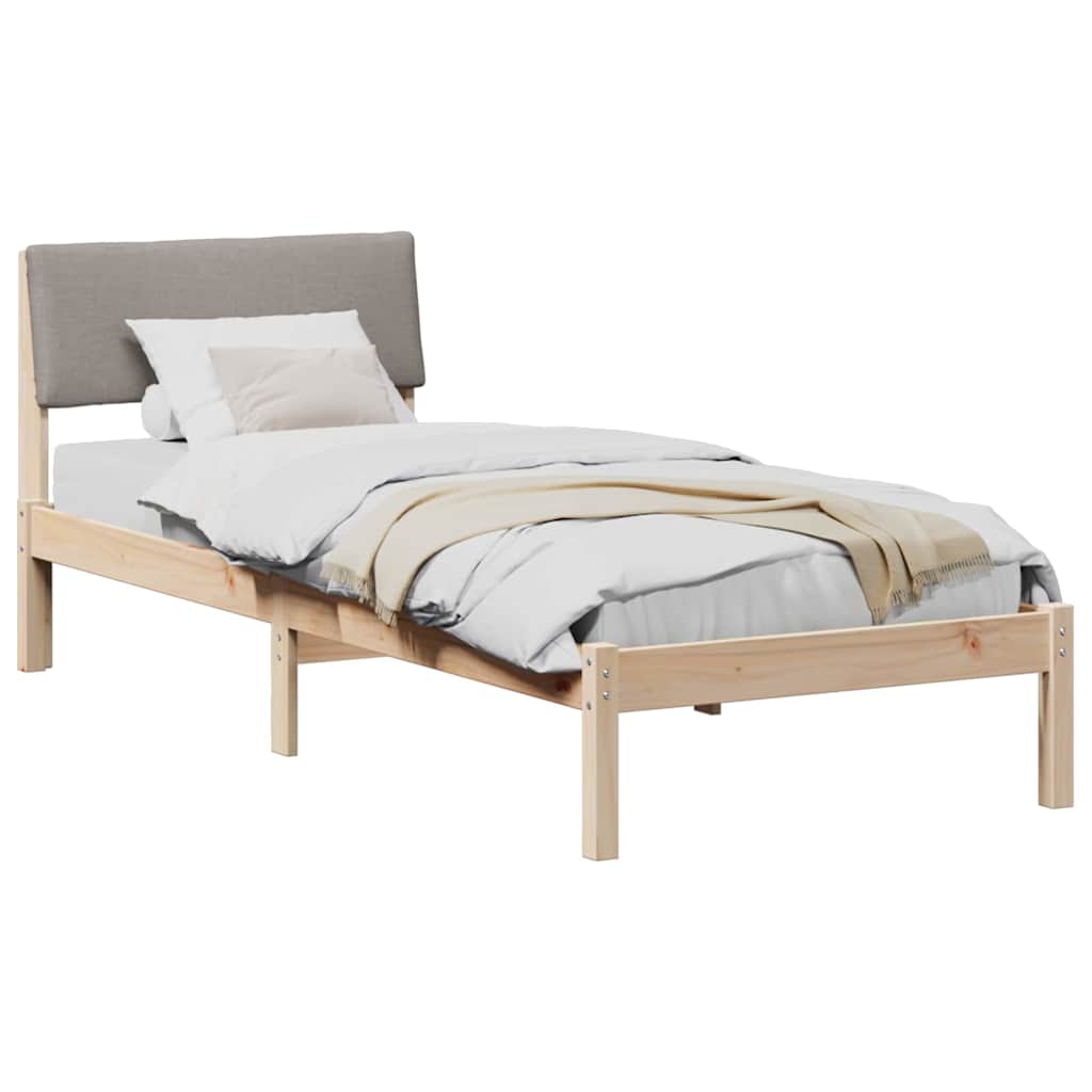 Bettgestell Braun und hellgrau 200 x 200 cm Massivholz Kiefer