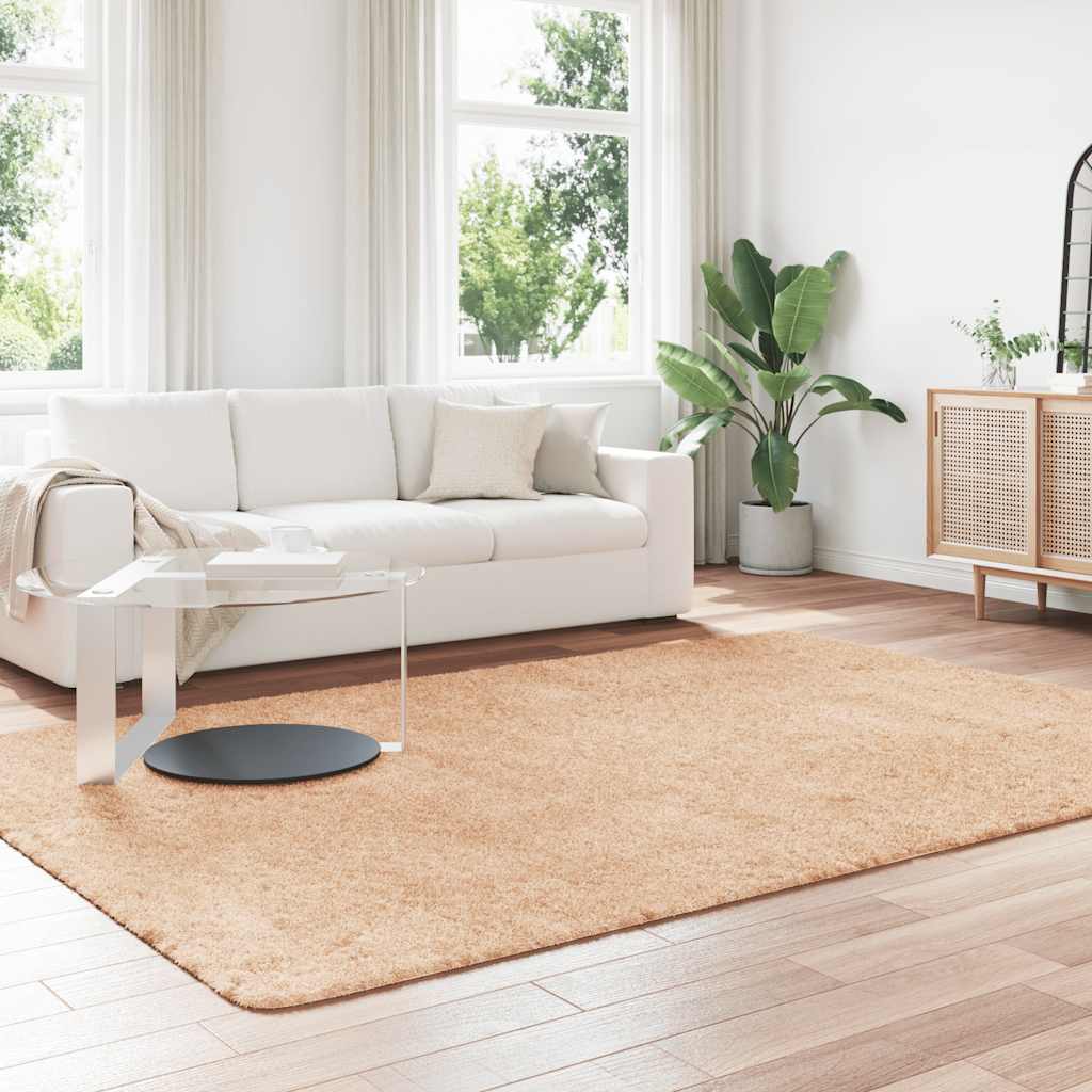 Teppich Shaggy Hochflor NAVARRA Beige 60x100 cm Polyester