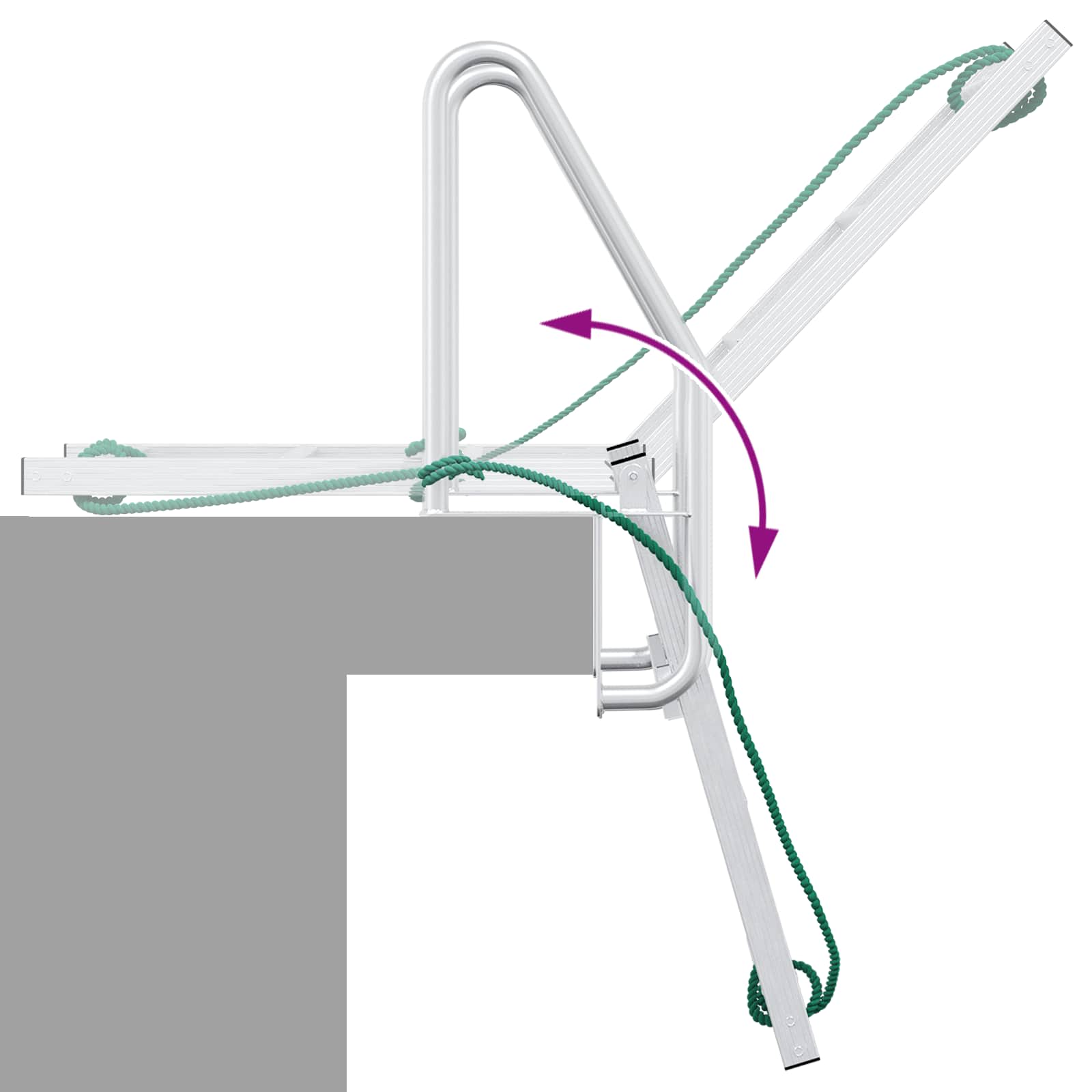 3-Stufen Dockleiter Silber 58 x 77 x 144 cm Aluminium