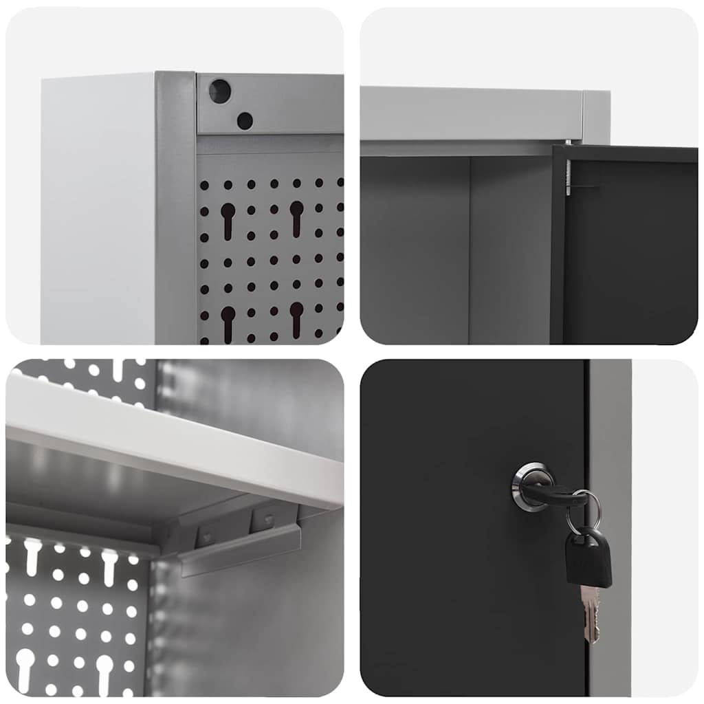 Werkzeugschrank mit Regal Schwarz und Grau 55 x 55 x 55 cm