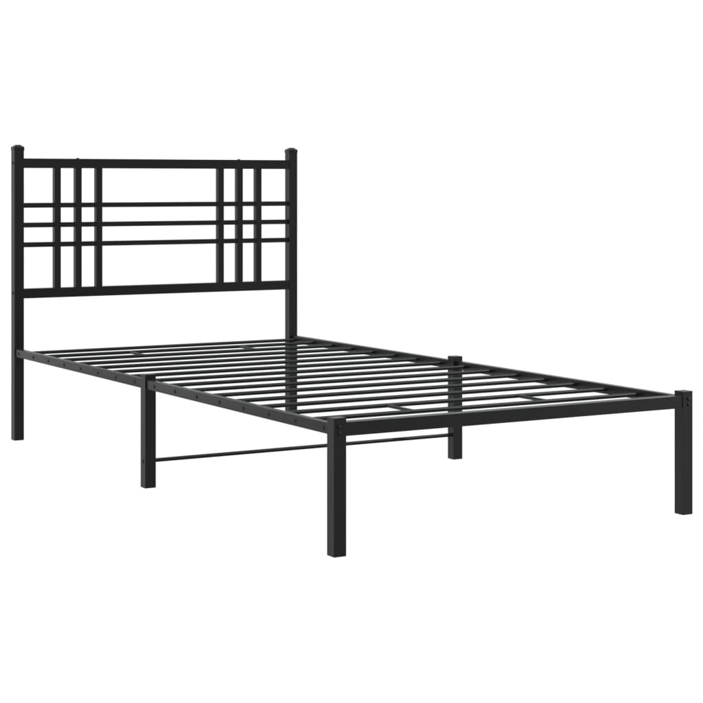 Bettgestell mit Kopf- und Fußteil Metall Schwarz 90x200 cm