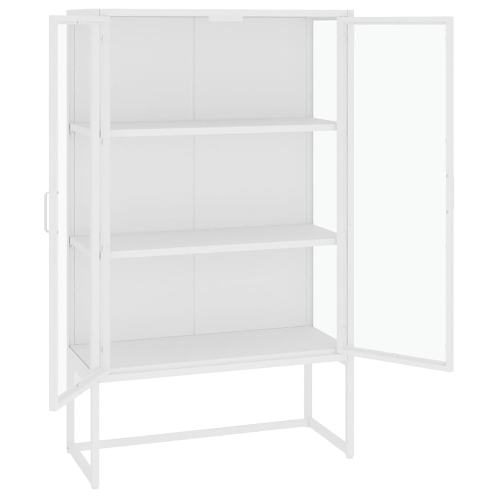 Highboard Schwarz 80x35x135 cm Stahl und Gehärtetes Glas