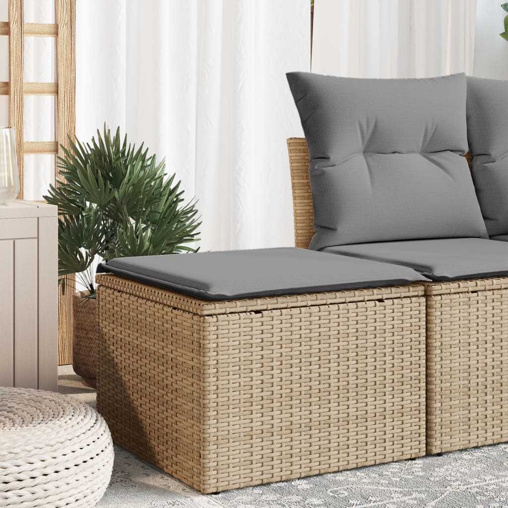 Gartenhocker mit Kissen Schwarz 55x55x37 cm Poly Rattan