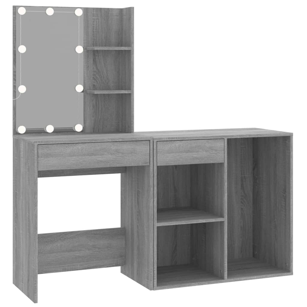LED-Schminktisch mit Schrank Weiß Holzwerkstoff