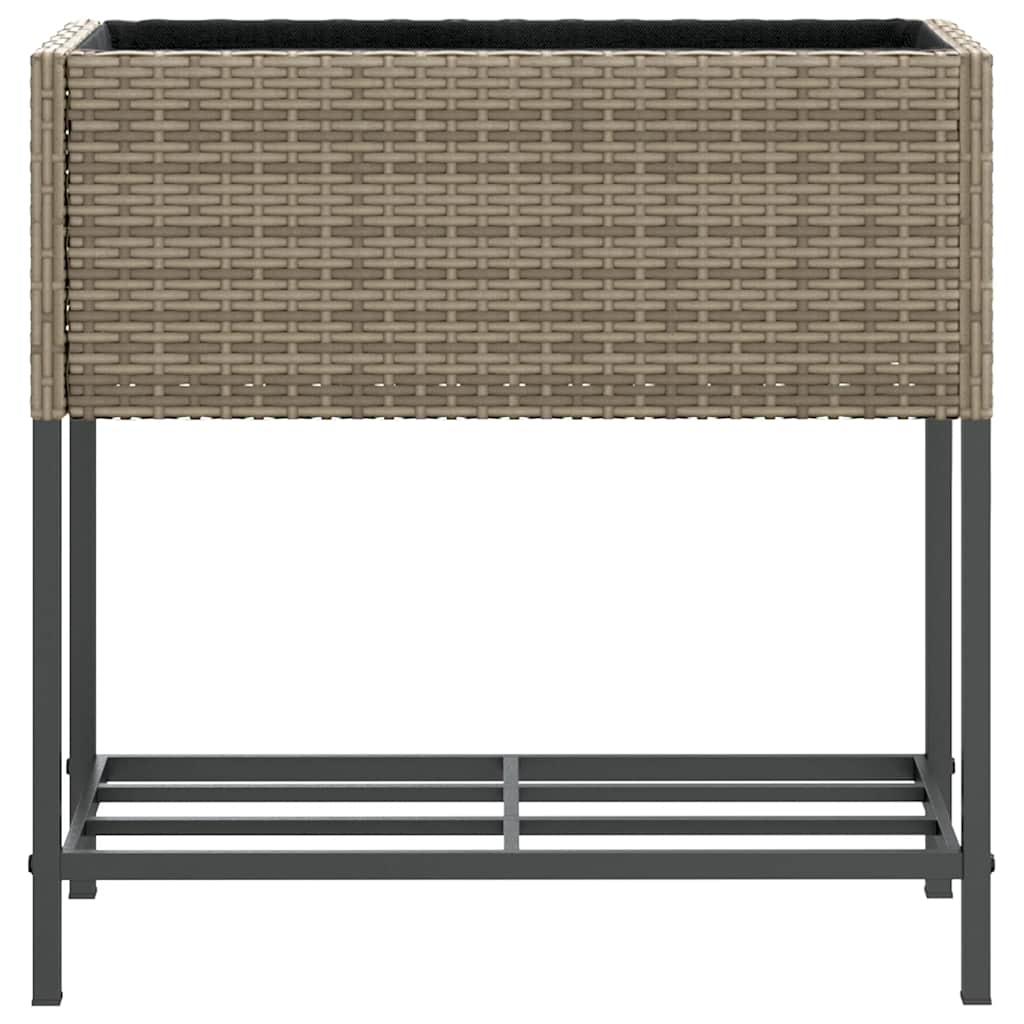 Hochbeete mit Ablage 2 Stk. Schwarz 70x28x70 cm Poly Rattan