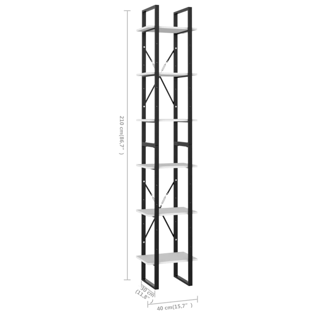 Bücherregal 3 Fächer Weiß 40x30x105 cm Holzwerkstoff