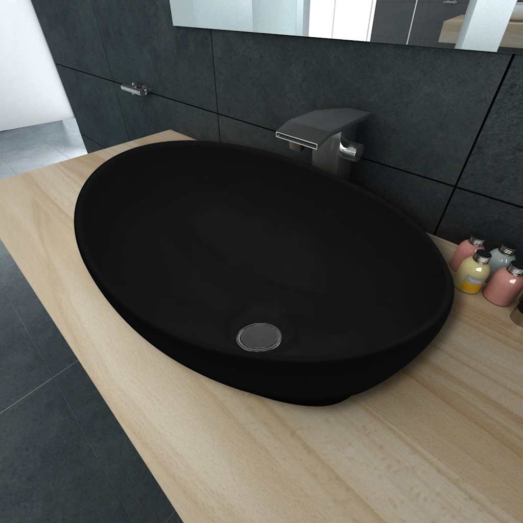 Luxus Keramik Waschbecken Oval Weiß 40 x 33 cm