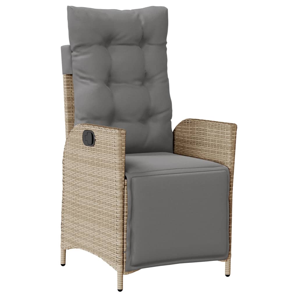 Gartensessel Verstellbar mit Kissen Schwarz Poly Rattan