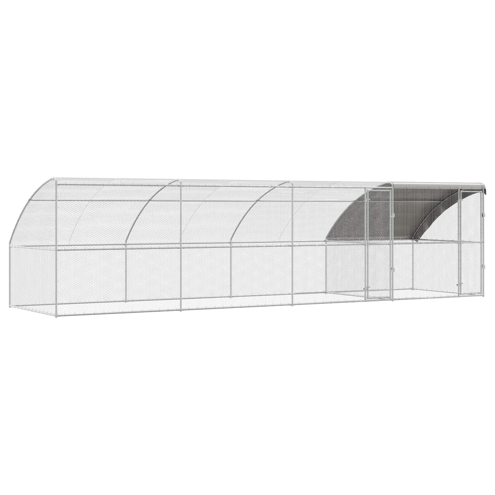 Hühnerkäfig 2 pcs Silber 400 x 200 x 200 cm Stahl und PE