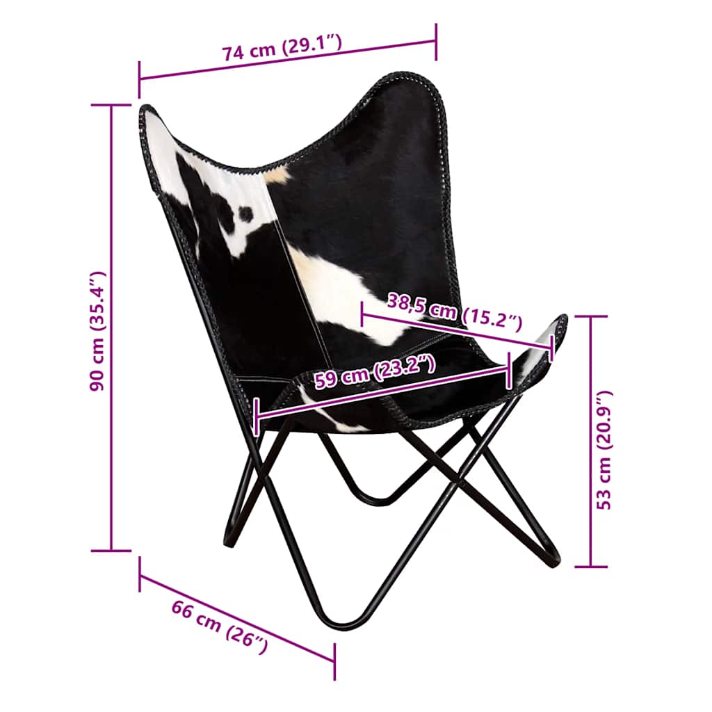 Butterfly-Sessel Schwarz Echtleder