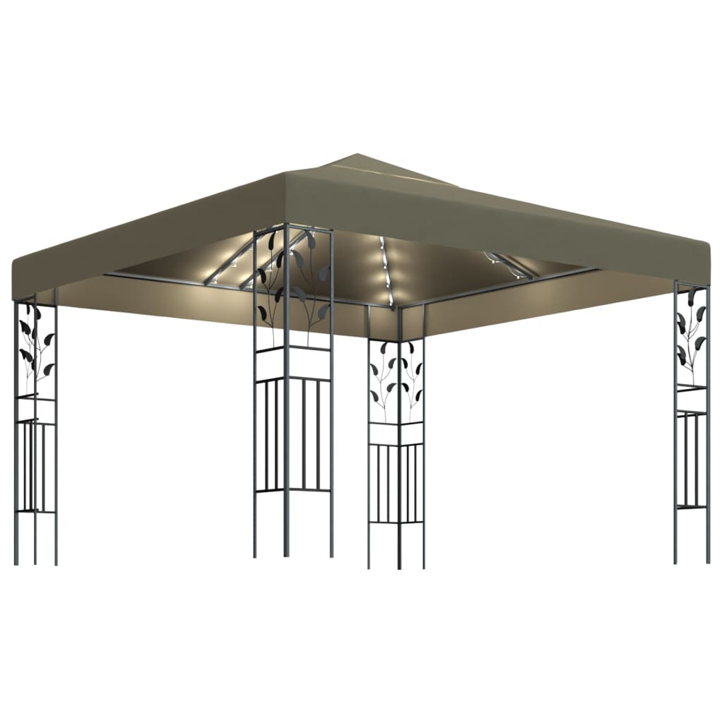 Pavillon mit LED-Lichterkette 3x3 m Anthrazit