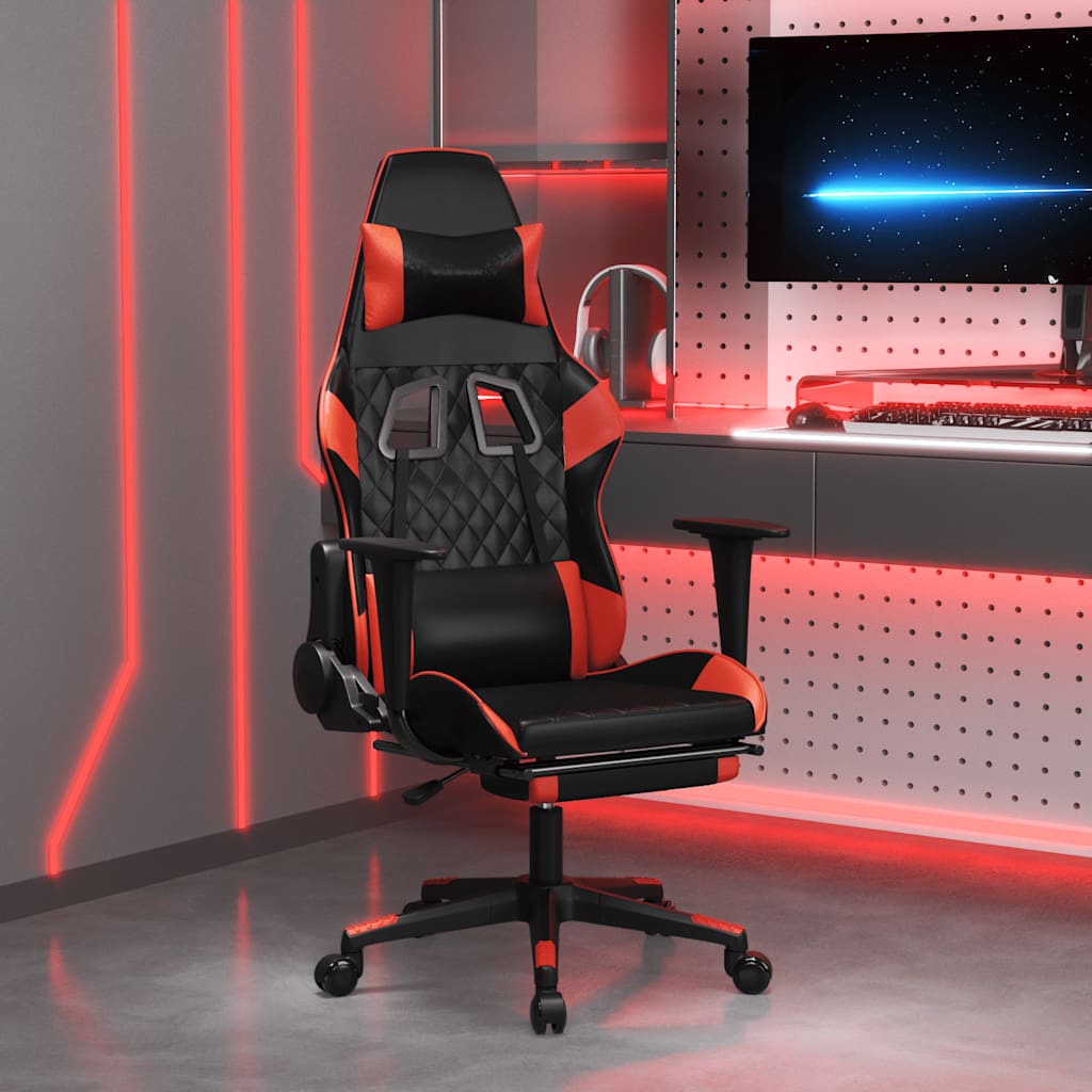 Gaming-Stuhl mit Massagefunktion Schwarz und Blau Kunstleder