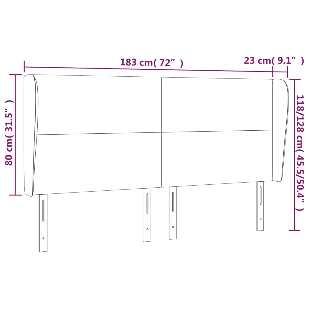 Kopfteil mit Ohren Creme 83x23x78/88 cm Kunstleder