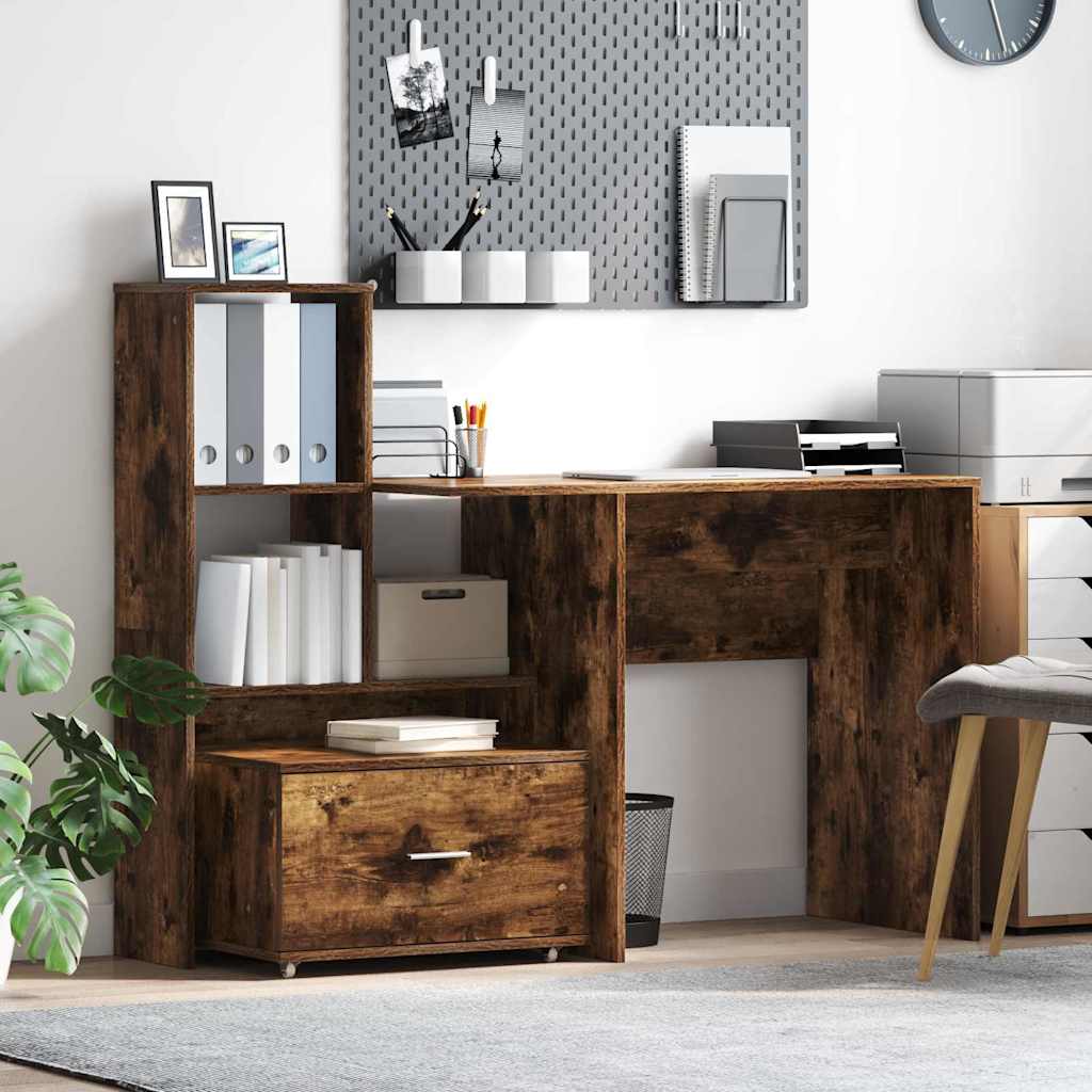 Schreibtisch mit Regal Weiß 131,5 x 50 x 106,5 cm Holzwerkstoff