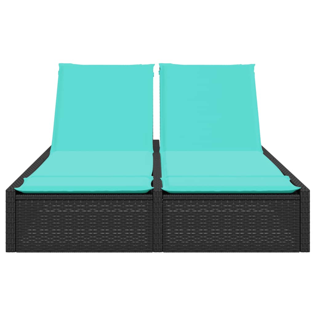 Doppelte Sonnenliege mit Kissen Braun Poly Rattan