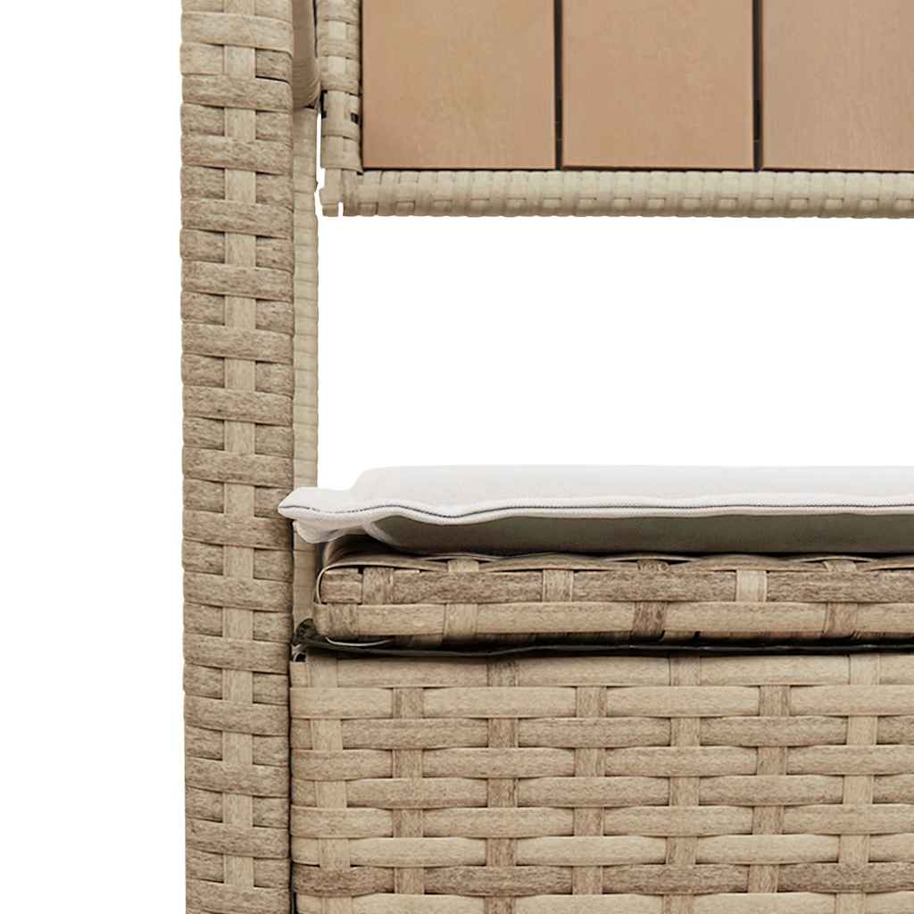 Gartenbank mit Stauraum und Kissen Schwarz Poly Rattan