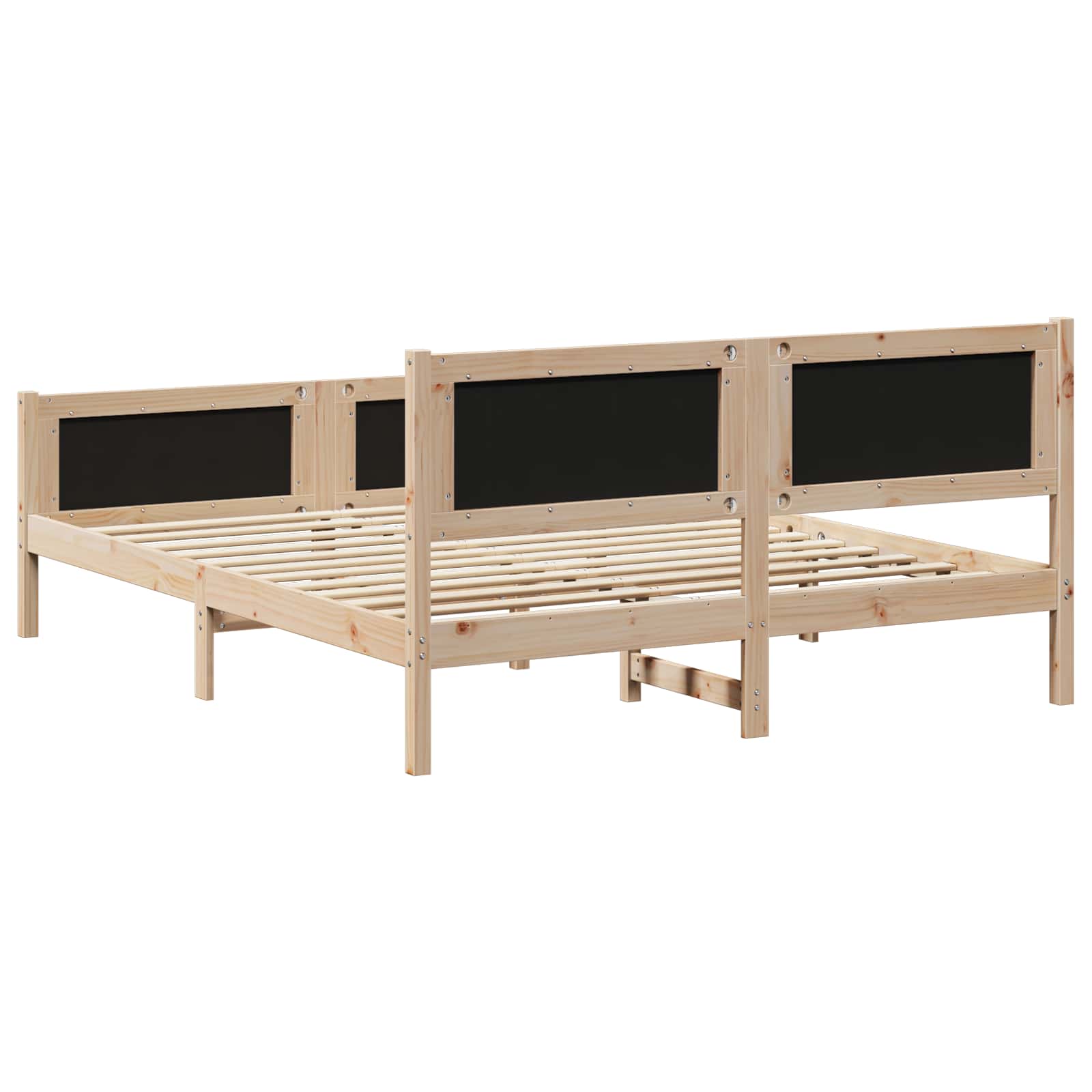 Bettgestell Braun und hellgrau 200 x 200 cm Massivholz Kiefer