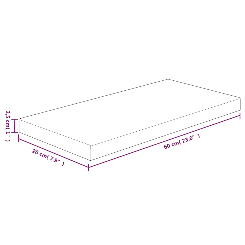Regalboden 40x20x1,5 cm Unbehandeltes Massivholz Eiche