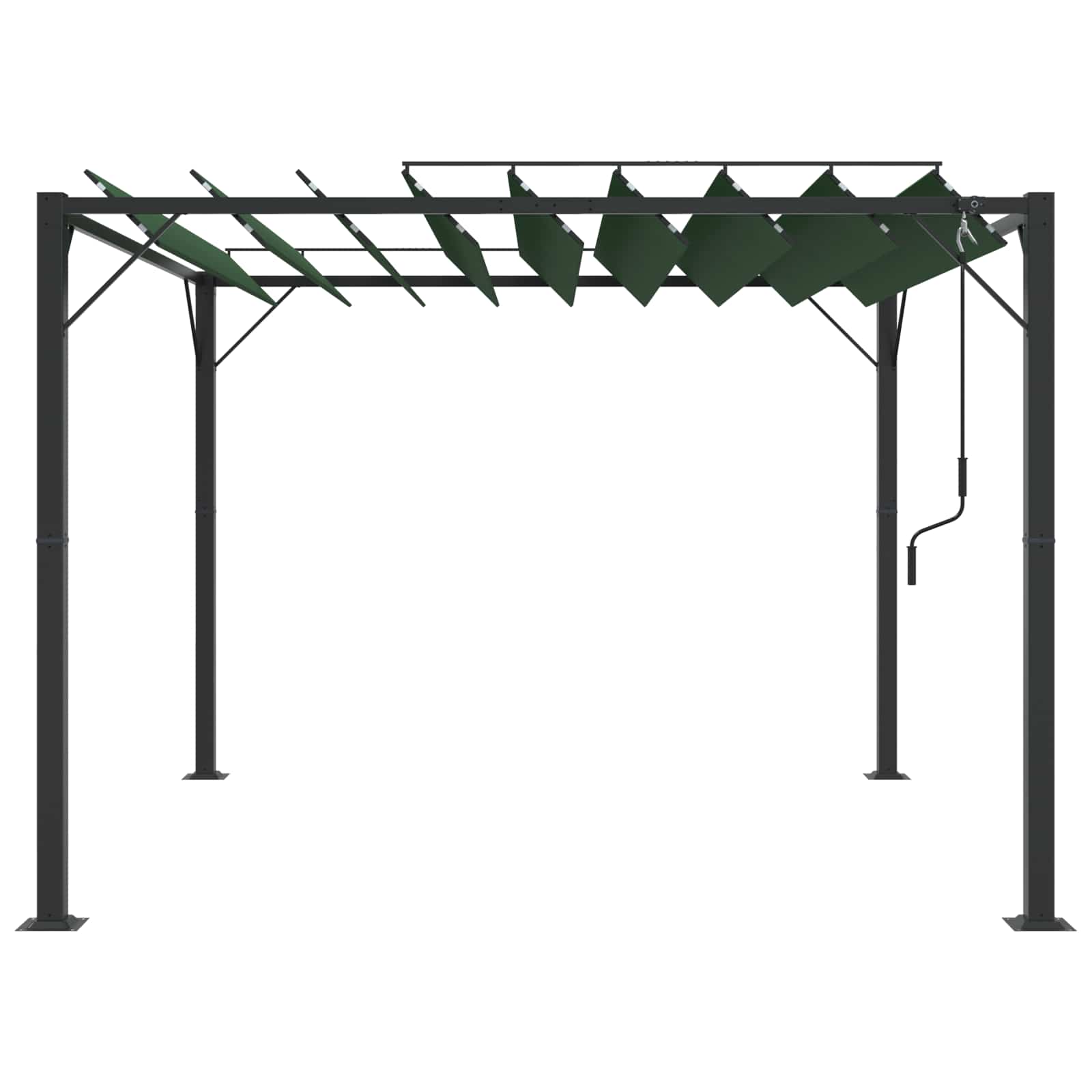 Pergola mit Lamellendach 3x3 m Creme Stoff und Aluminium