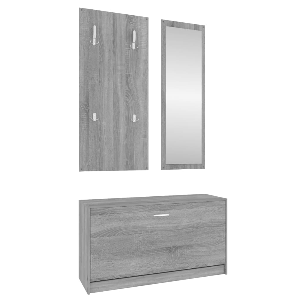 Garderoben Flur 3-in-1 Schuhschrank Schuhkipper Spiegel