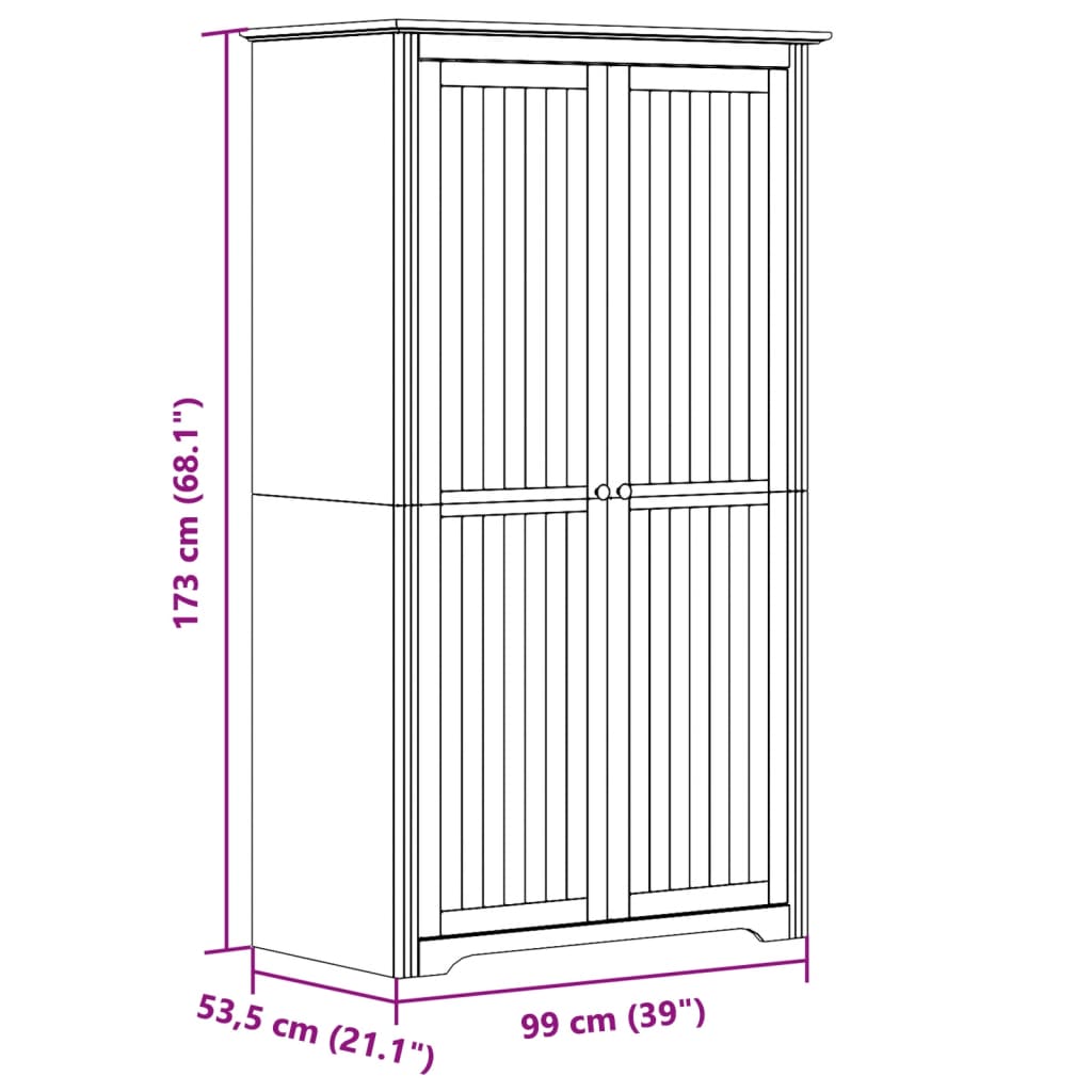 Kleiderschrank BODO Honigbraun 53,5 x 99 x 173 cm Holzwerkstoff