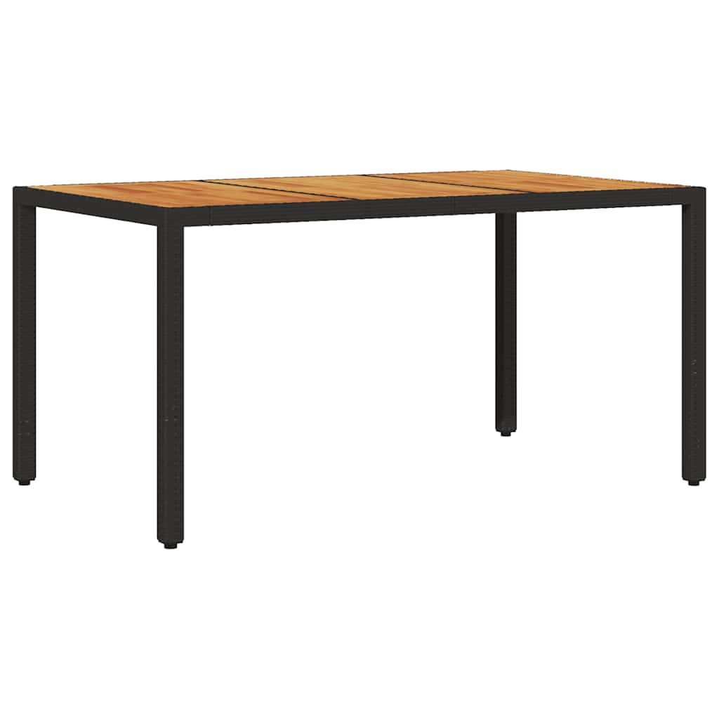Gartentisch 190x90x75 cm Akazienholz und Poly Rattan Schwarz