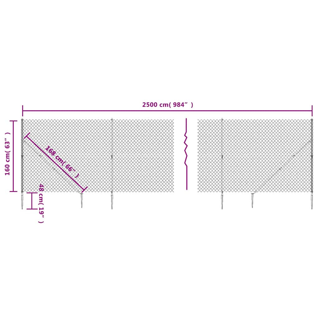 Maschendrahtzaun mit Bodenhülsen Grün 0,8x10 m